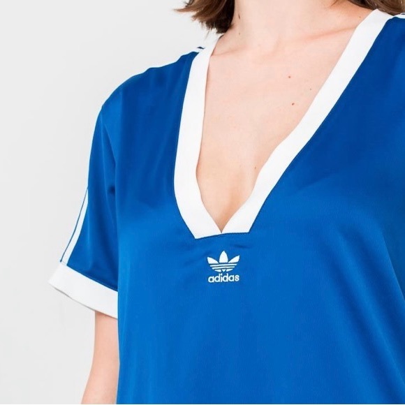 Adidas V-neck Tee Collegiate Royal Dress - Small, NWT - Picture 2 of 6